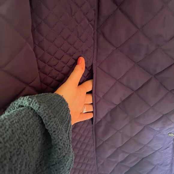 Lands End Quilted Barn Coat Eggplant SZ 18 - Picture 5 of 9